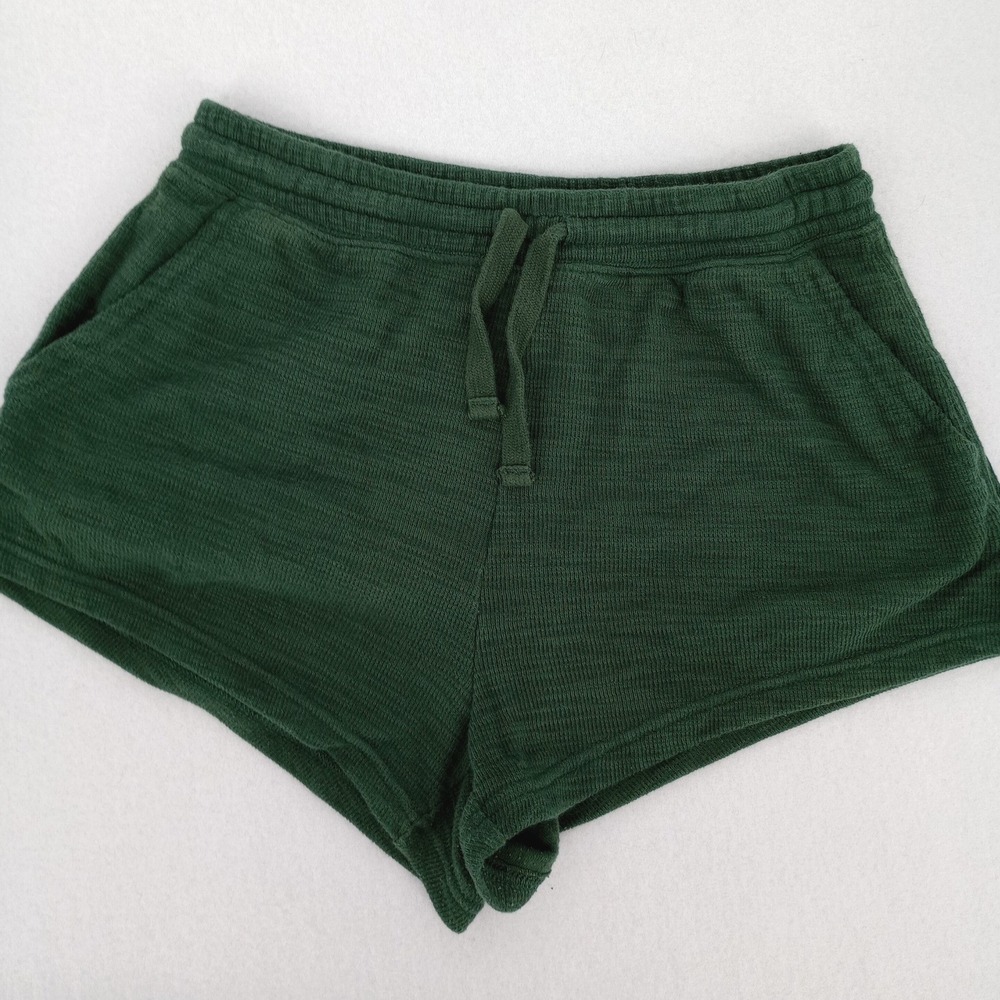 Aerie Lounge Shorts Womens Small Green Waffle Knit Drawstring Pockets
